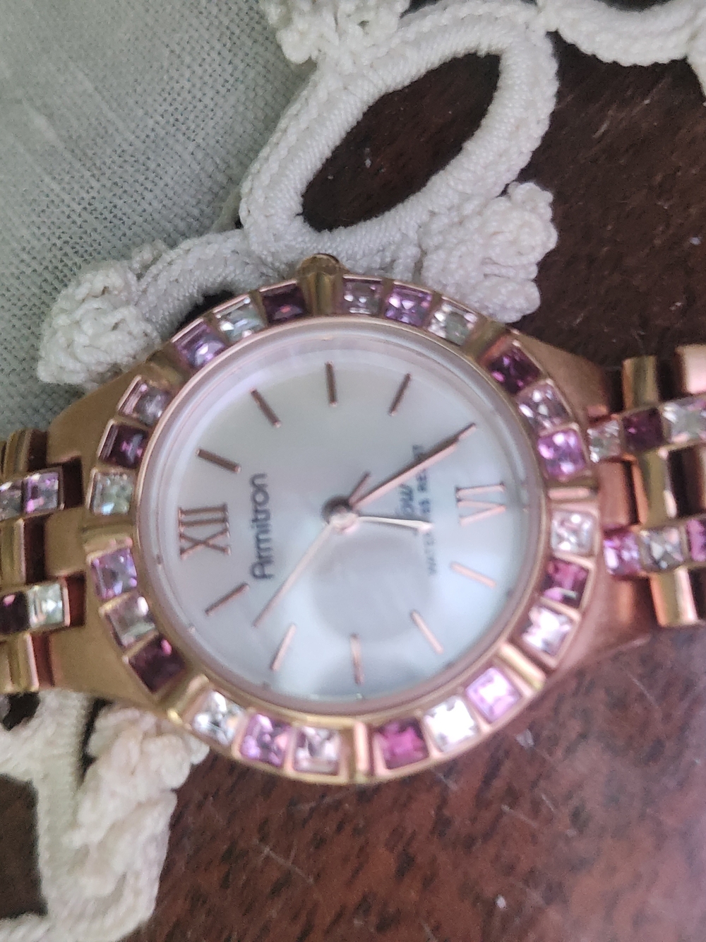 Armitron Rose Gold-Tone Women's Watch with Pink and Clear Crystal Accents Needs